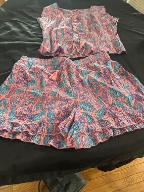 Simply Southern Coral-Pink Paisley Print Two-Piece Set